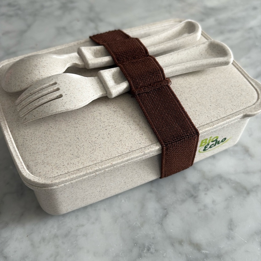 Natural cutlery and lunch box set